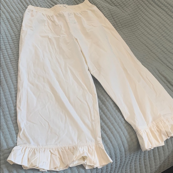 Cream Ruffle Hem Wide-Leg Pants - Picture 4 of 5